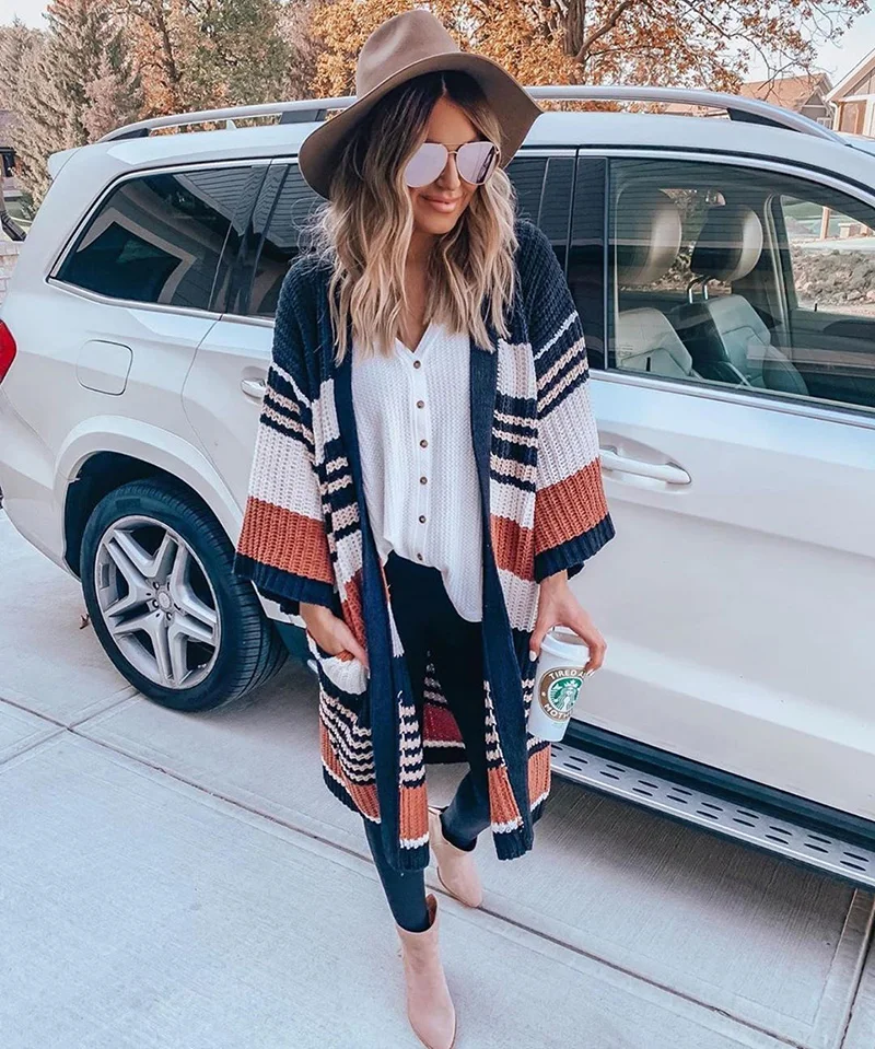 Flare Long Sleeve Cardigan for Women Coat Vintage Striped Autumn Winter Warm Coats Knitwear Boho Sweaters Jumper Outwear
Flare Long Sleeve Cardigan for Women Coat Vintage Striped Autumn Winter Warm Coats Knitwear Boho Sweaters Jumper Outwear