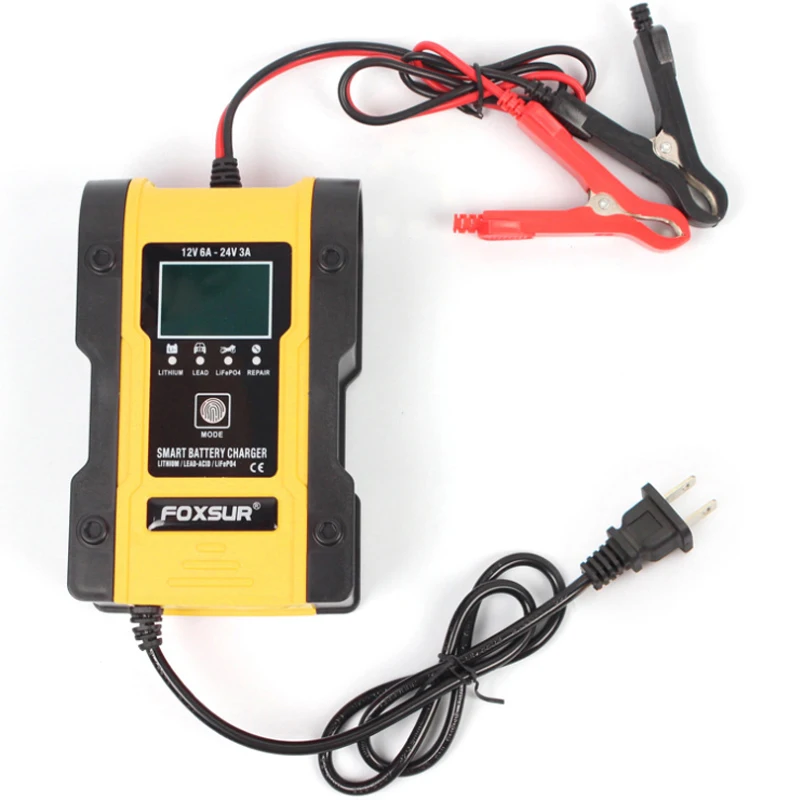 FOXSUR 6A умная литиевая батарея 12В 24В свинцово-кислотная батарея литиево-железо-фосфатное зарядное устройство для автомобиля мотоцикла
FOXSUR 6A умная литиевая батарея 12В 24В свинцово-кислотная батарея литиево-железо-фосфатное зарядное устройство для автомобиля мотоцикла