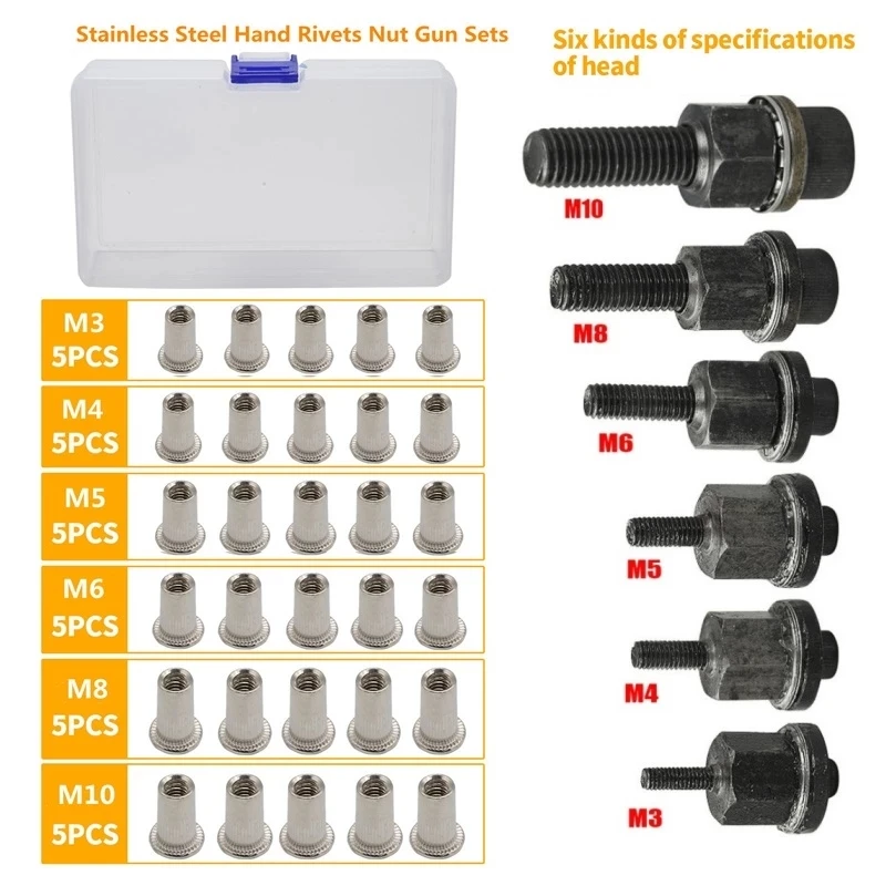 Mintiml Hand Rivet Nut Gun Head Nuts M3 M4 M5 M6 M8 M10 Simple Installation Manual Rivet Flat Head Accessories Hand Tools
Mintiml Hand Rivet Nut Gun Head Nuts M3 M4 M5 M6 M8 M10 Simple Installation Manual Rivet Flat Head Accessories Hand Tools