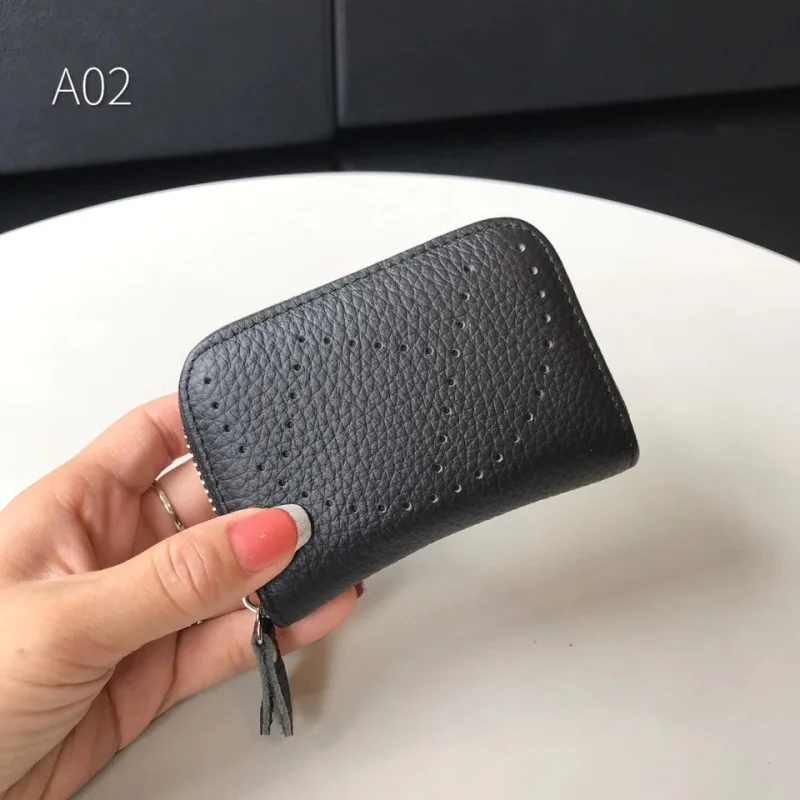 2021 Cow Leather Organ Card Holder Ladies Leather Card Holder Unisex Multi-card Mini Card Holder Zipper Small Wallet