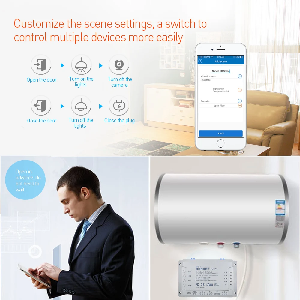 SONOFF 4ch pro r2 4 канала/банда 10А WIFI RF 433 МГц пульт дистанционного управления Блокировка