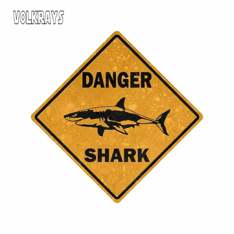 

Volkrays Warning Car Sticker Car Bike Motorcycle Danger Sign Shark Area Surf Decals Waterproof Decor Accessories Vinyl,13cm*13cm