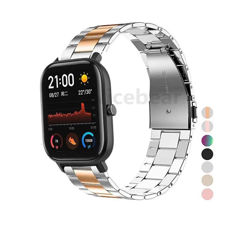 Ремешок для Xiaomi Huami Amazfit Bip Youth браслет смарт часов 20 мм GTS металлический из