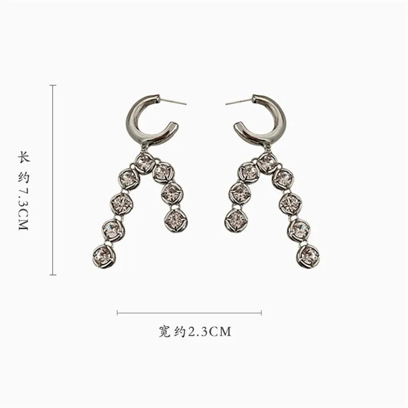 Shiny Rhinestone Zircon Drop Long Earrings 2020 New Fashion Simple Temperament Earings Jewelry Korean Ins Style | Украшения и