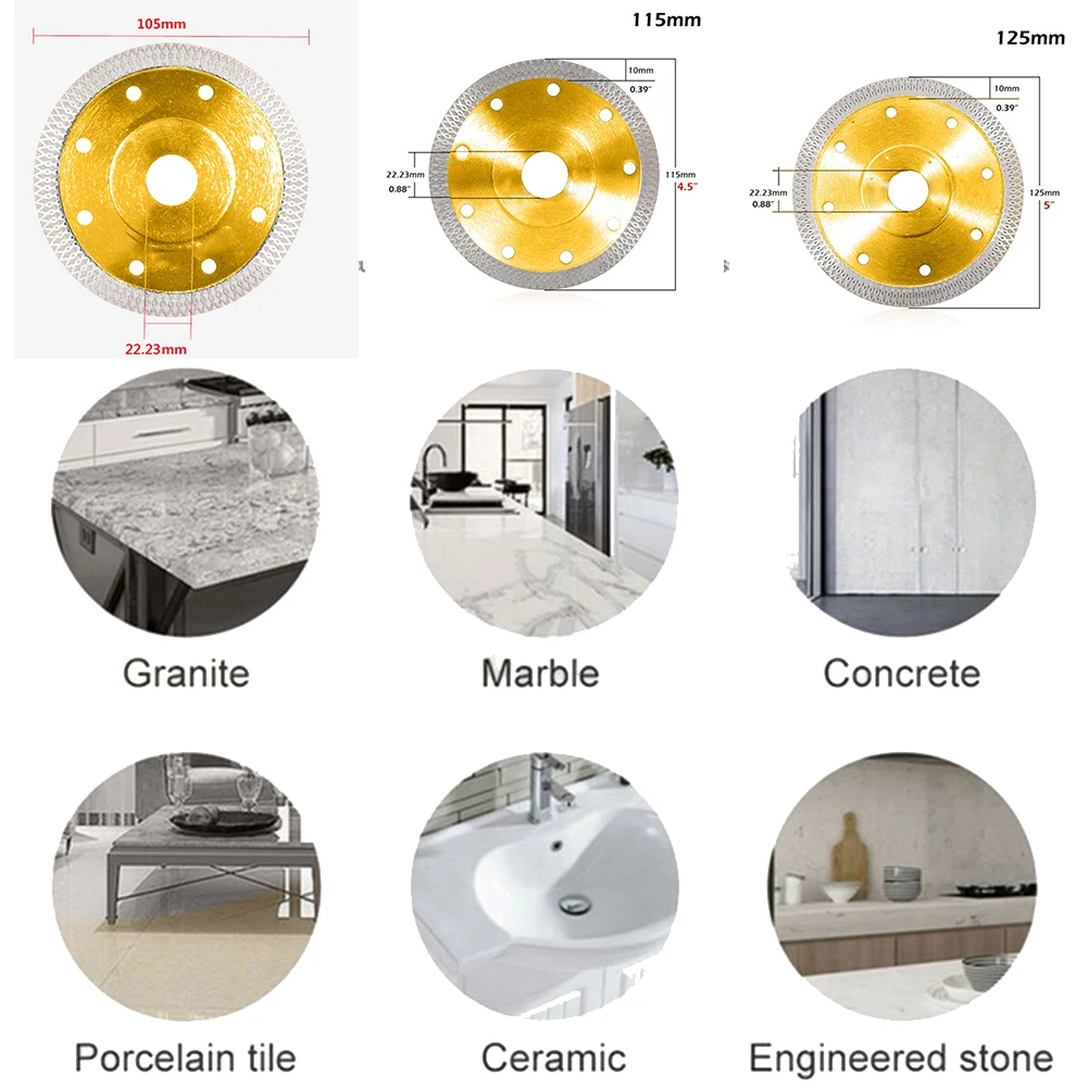 105/115/125mm Diamond Ceramic Saw Blade Porcelain Tile Saw Marble Dry Cutting For Fast Cutting And Low Waste
105/115/125mm Diamond Ceramic Saw Blade Porcelain Tile Saw Marble Dry Cutting For Fast Cutting And Low Waste