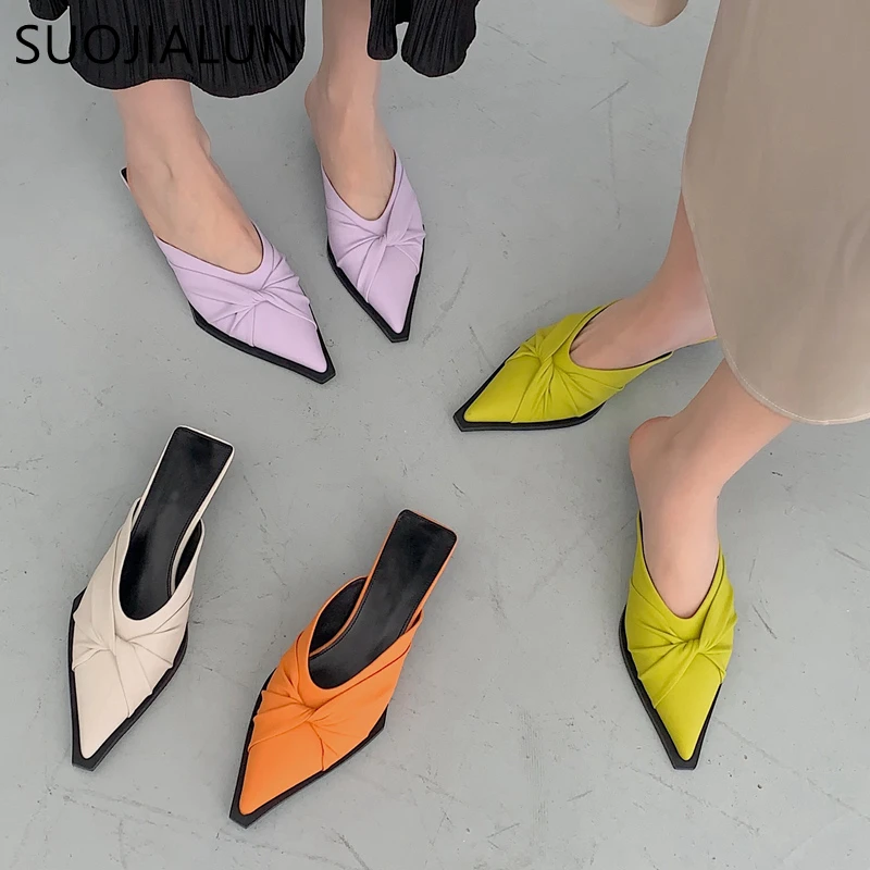 SUOJIALUN New Brand Women Slipper Fashion Bow-knot Thin Low Heel Mules Shoes Ladies Elegant Pointed Toe Outdoor Slides Sandals
SUOJIALUN New Brand Women Slipper Fashion Bow-knot Thin Low Heel Mules Shoes Ladies Elegant Pointed Toe Outdoor Slides Sandals