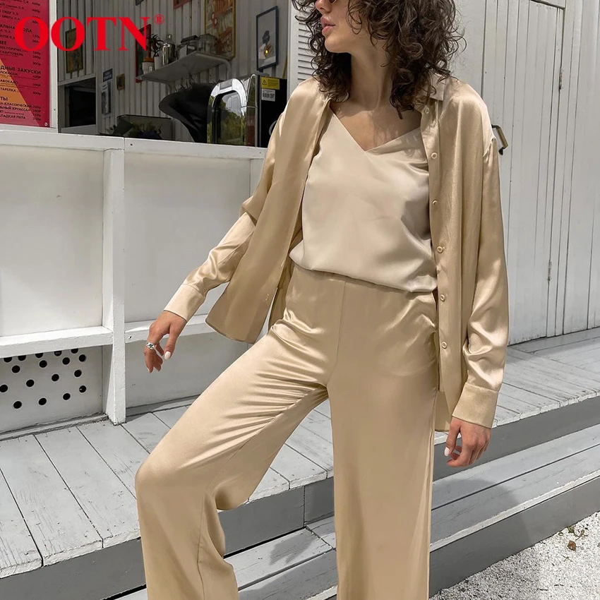 OOTN Office Lady Solid Black Shirt Women Set Long Sleeve Spring Basic Casual Pants Suit Autumn Satin 2 Piece Set Elegant Silk
OOTN Office Lady Solid Black Shirt Women Set Long Sleeve Spring Basic Casual Pants Suit Autumn Satin 2 Piece Set Elegant Silk