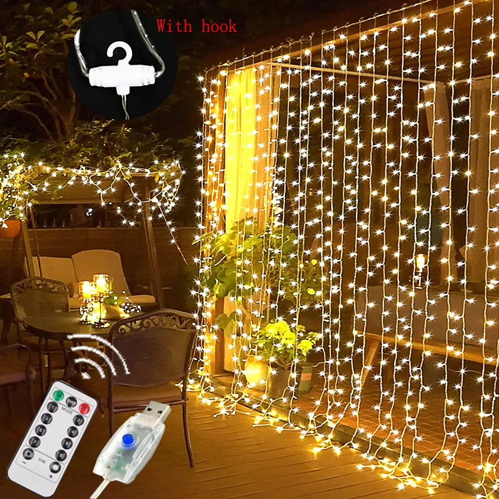 LED String Lights Garland Curtain Lamp Remote Control for Room New Year's Wedding Outdoor Fairy Christmas Lights Decorations
LED String Lights Garland Curtain Lamp Remote Control for Room New Year's Wedding Outdoor Fairy Christmas Lights Decorations
