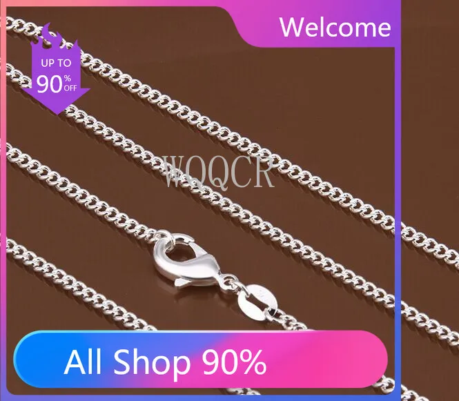 

10PCS Woman's Fine Jewelry 925 Silver 2MM Flat Chain Necklace Charm Silver Necklace 16"18" 20" 22" 24"26"28"30"Inches