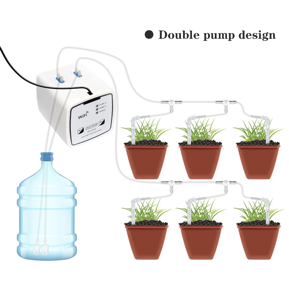 New Double Pump Intelligent Garden Watering Device Mobile APP Control Automatic Drip Irrigation Flowers Plant Home Sprinkler Kit
New Double Pump Intelligent Garden Watering Device Mobile APP Control Automatic Drip Irrigation Flowers Plant Home Sprinkler Kit