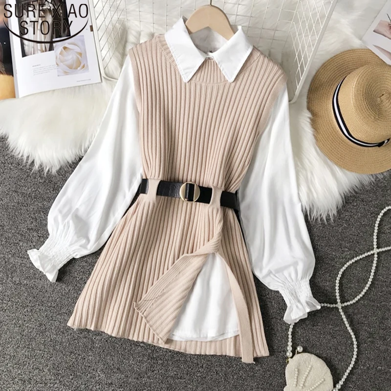 2022 New Spring and Autumn White Shirt Tops Female Knitted Vest Shirt Two-piece Set Long Shirt Loose Clothes Blusas Mujer 16050
2022 New Spring and Autumn White Shirt Tops Female Knitted Vest Shirt Two-piece Set Long Shirt Loose Clothes Blusas Mujer 16050
