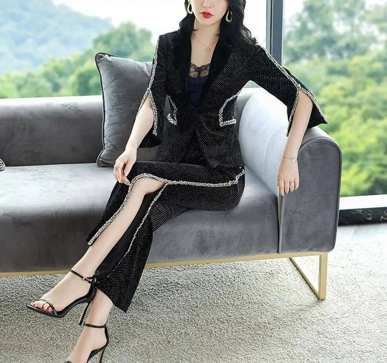 Fashion Women's Clothing 2020 Spring and Autumn Black Stitching Temperament Elite Elegant Chic Woman Suit Party Club Outfits 164
Fashion Women's Clothing 2020 Spring and Autumn Black Stitching Temperament Elite Elegant Chic Woman Suit Party Club Outfits 164