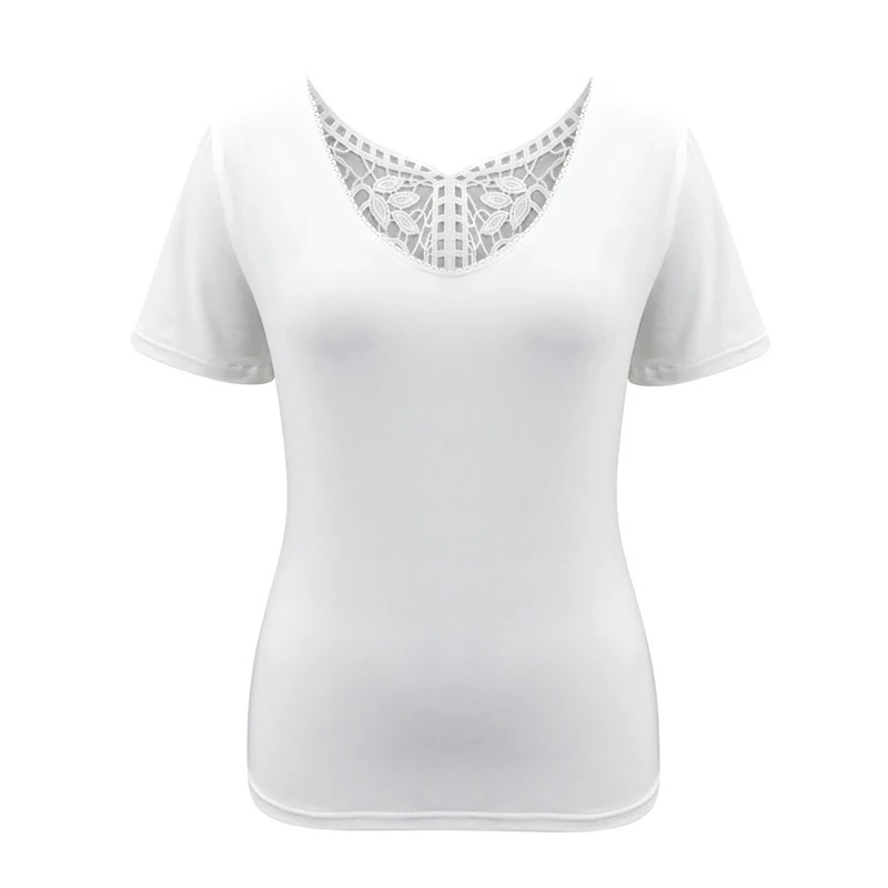 Summer Top Women 2021 Sexy V-Neck Solid White Color Thin Lace Short Sleeves Hollow Out Elastic Casual T-Shirts Female Sj7676R
Summer Top Women 2021 Sexy V-Neck Solid White Color Thin Lace Short Sleeves Hollow Out Elastic Casual T-Shirts Female Sj7676R