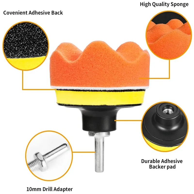 Car Polishing Sponge Pads Kit Foam Pad Buffer Machine Wax for Auto Motorcycle motor vehicle Removes Scratches |