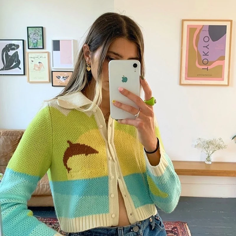 90s Vintage Girls Women Cartoon Cardigan Street Fashion Knitted Sweater Chic Ladies Single Breasted Short Loose Cardigans Femme
90s Vintage Girls Women Cartoon Cardigan Street Fashion Knitted Sweater Chic Ladies Single Breasted Short Loose Cardigans Femme