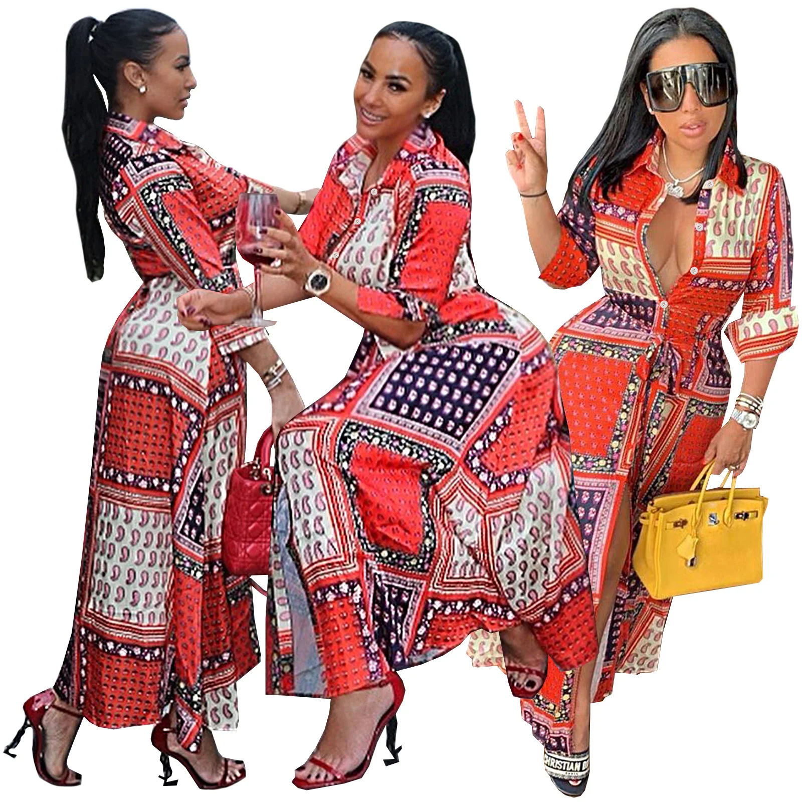African Dresses for Women 2021 New Fashion Autumn Spring Dashiki Africa Style Printing Shirt Dress Maxi Dresses
African Dresses for Women 2021 New Fashion Autumn Spring Dashiki Africa Style Printing Shirt Dress Maxi Dresses