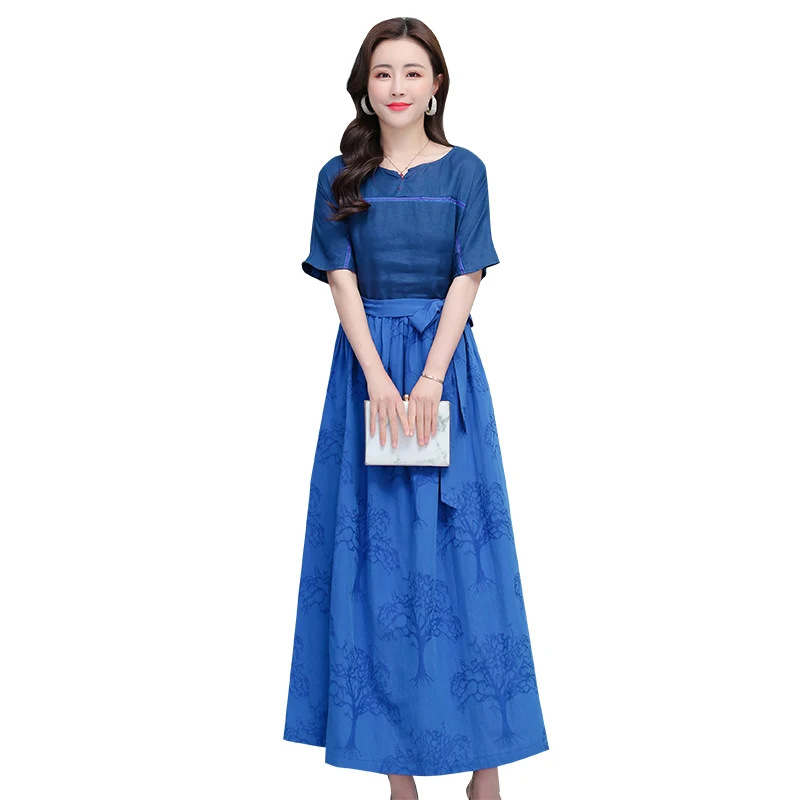 COIGARSAM 4XL Plus Size Women Long dress New Summer High Waist Dresses Blue 2033
COIGARSAM 4XL Plus Size Women Long dress New Summer High Waist Dresses Blue 2033