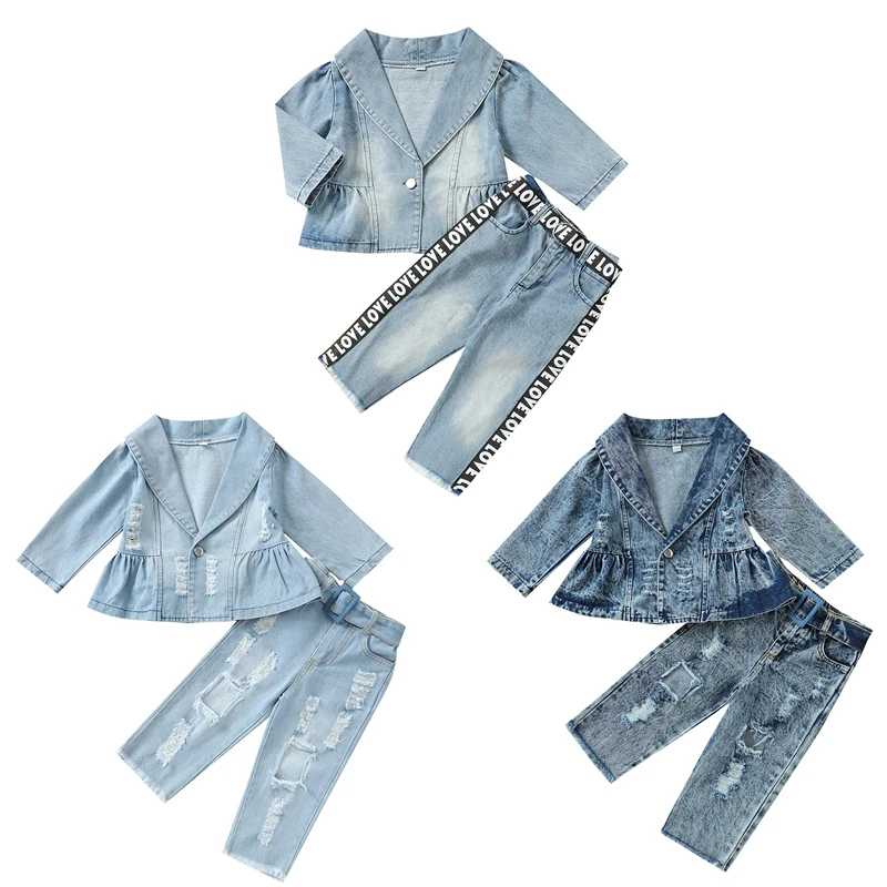 2021 Autumn Fashion Denim Outfits Kids Long Sleeve Ripped Holes Denim Jacket + Jeans 2Pcs Clothing Set for Girls Cool Coat Pants
2021 Autumn Fashion Denim Outfits Kids Long Sleeve Ripped Holes Denim Jacket + Jeans 2Pcs Clothing Set for Girls Cool Coat Pants