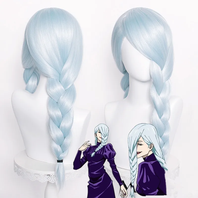 

Anime Jujutsu Kaisen Mei Mei Cosplay Women 65cm Braid Ice Blue Wig Anime Cosplay Wigs Heat Resistant Synthetic Wigs + Wig Cap