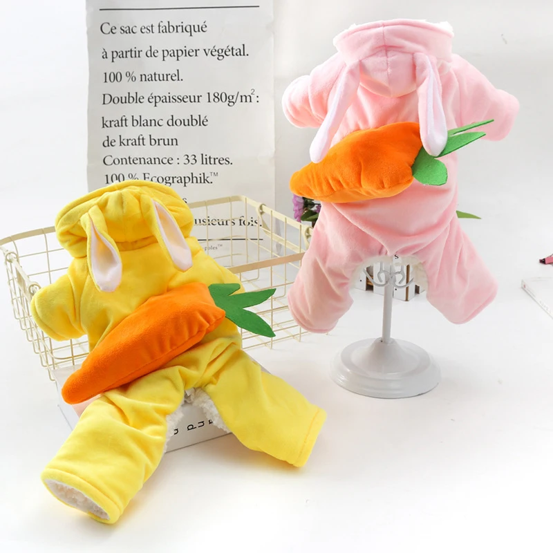 Rabbit Ears Dog Costume Soft Fleece Pet Clothing Four-Leg Jumpsuit For Small Medium Dogs Clothes Carrot Hoodie Chihuahua Yorkie
Rabbit Ears Dog Costume Soft Fleece Pet Clothing Four-Leg Jumpsuit For Small Medium Dogs Clothes Carrot Hoodie Chihuahua Yorkie