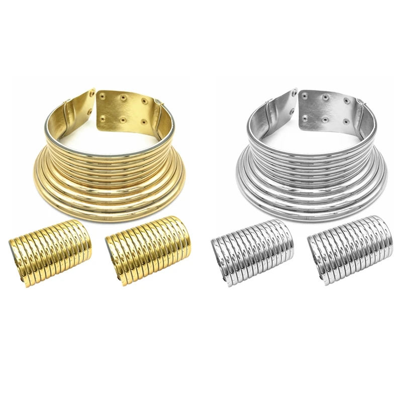 African Necklace Jewelry Sets Exaggerated Choker Necklace Two-Hand Bracelet Women Wedding Party Set Jewelry 
African Necklace Jewelry Sets Exaggerated Choker Necklace Two-Hand Bracelet Women Wedding Party Set Jewelry