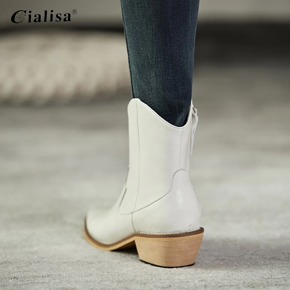 CIALISA Ankle Boots Women Fashion Autumn Winter Genuine Leather Pointed Toe Boots White New Classics Casual Slip On Warm Shoes
CIALISA Ankle Boots Women Fashion Autumn Winter Genuine Leather Pointed Toe Boots White New Classics Casual Slip On Warm Shoes