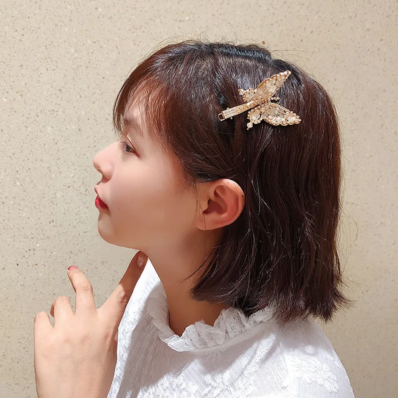 2021 Summer New MovingButterfly Hair Clip Headpiece Hair Pin Super Sunsen Fairy Sweet Nostalgic Shake Pearl Clip Korea