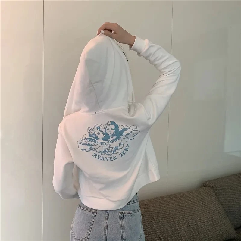 Female sweatshirt Angel print sweater women autumn Thin Short loose zipper cardigan jacket Oversized hoodie Kawaii coat vintage
Female sweatshirt Angel print sweater women autumn Thin Short loose zipper cardigan jacket Oversized hoodie Kawaii coat vintage