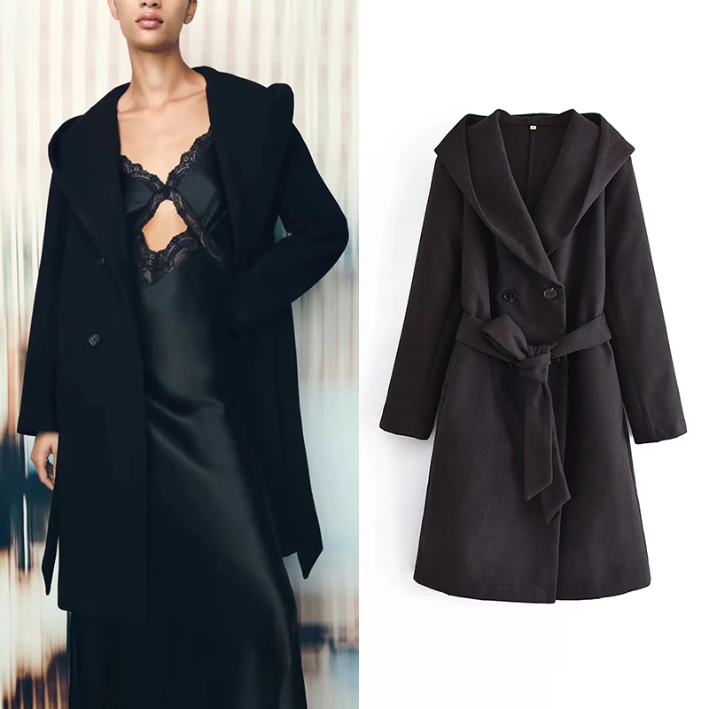 Za Women 2021 Winter Casual Long Woolen Coat Female Hooded With Belt Overcoat Elegant Outerwear DWDD89186
Za Women 2021 Winter Casual Long Woolen Coat Female Hooded With Belt Overcoat Elegant Outerwear DWDD89186