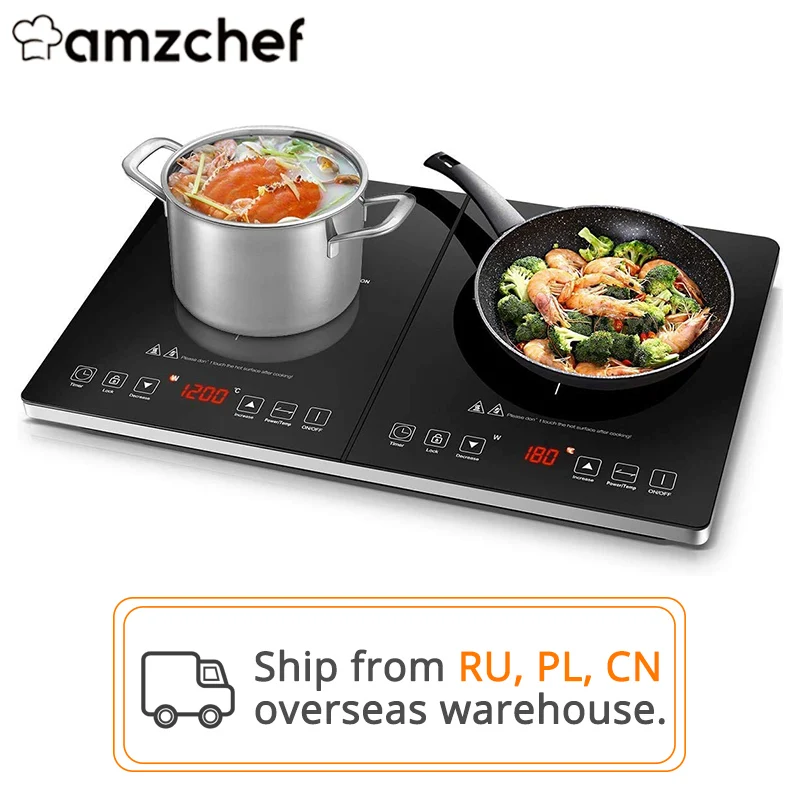 AMZCHEF YL35-DC08 2800W / 3500w Double Induction Cooker Waterproof Panel 10 Temperature Levels 10 Power Levels 3-Hour Timer
AMZCHEF YL35-DC08 2800W / 3500w Double Induction Cooker Waterproof Panel 10 Temperature Levels 10 Power Levels 3-Hour Timer