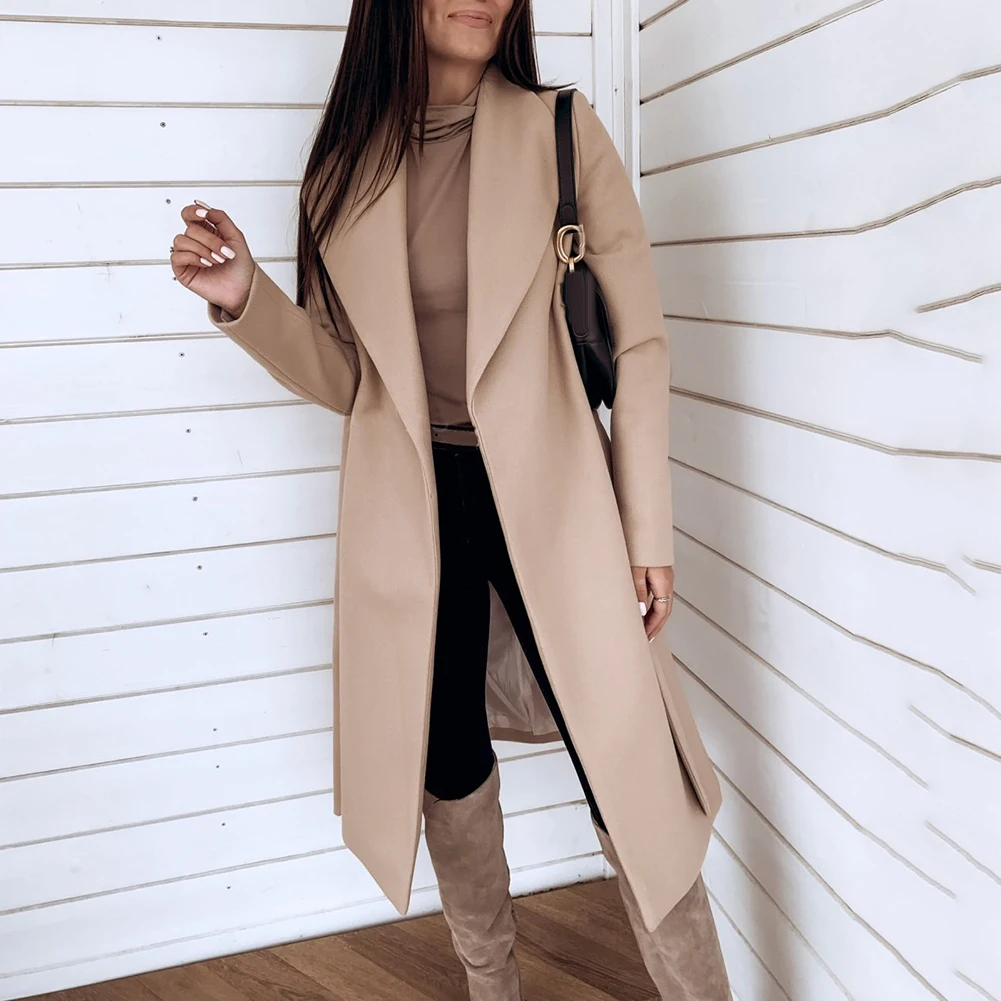 Women Winter Solid Long Sleeve Lapel Woolen Cardigan Warm Midi Trench Coat Plus Size Office Elegant Turn-down Collar Outerwear
Women Winter Solid Long Sleeve Lapel Woolen Cardigan Warm Midi Trench Coat Plus Size Office Elegant Turn-down Collar Outerwear