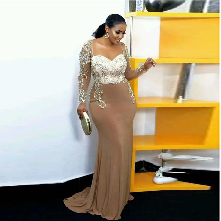 2023 Applique Full Sleeves Beaded Prom Gowns Elegant African Crystal Mermaid Evening Dresses Sweetheart With Robe De Soiree
2023 Applique Full Sleeves Beaded Prom Gowns Elegant African Crystal Mermaid Evening Dresses Sweetheart With Robe De Soiree