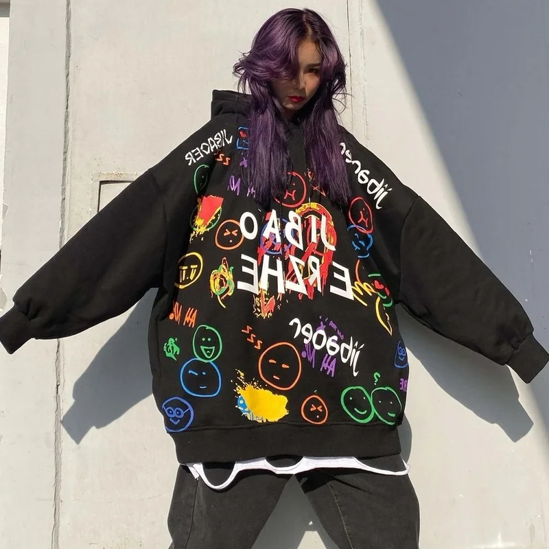 Pullover Women Autumn Harajuku Streetwear Graphic Oversized Hoodie Korean Style Long Sleeve Thin Sweatshirt with Hood
Pullover Women Autumn Harajuku Streetwear Graphic Oversized Hoodie Korean Style Long Sleeve Thin Sweatshirt with Hood