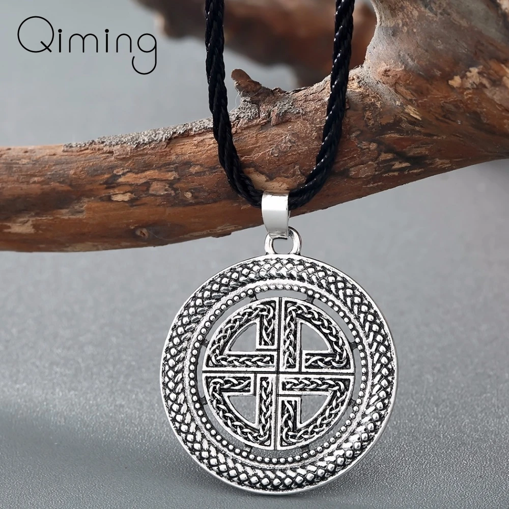 Sheild узел Asatru кельтский кулон круглое ожерелье модное Золотое Винтажное колье с