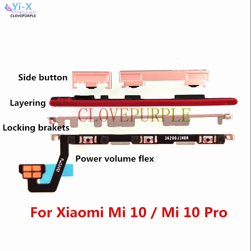 Power & Volume Side Button Keys + Lock Locking Braces Brackets + Power & Volume Flex Cable For Xiaomi Mi 10 / Mi 10 Pro
Power & Volume Side Button Keys + Lock Locking Braces Brackets + Power & Volume Flex Cable For Xiaomi Mi 10 / Mi 10 Pro