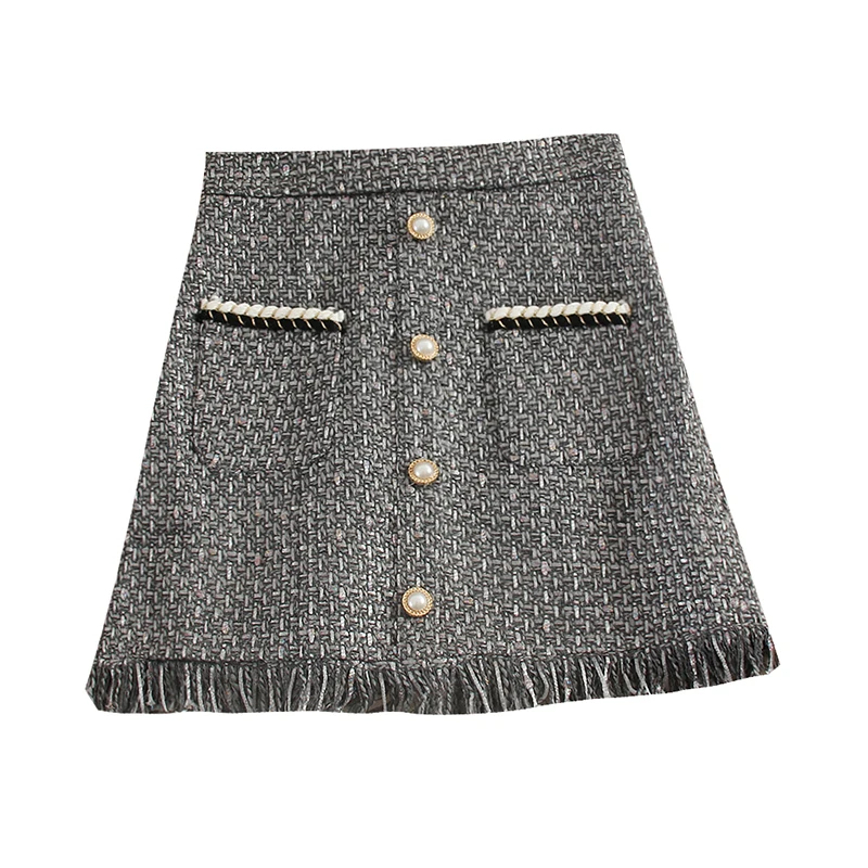 Autumn Winter Women's Skirts Korean Style Fringed Double-pocket A-line Skirt New High Waist All-match Female Short Skirt GX822
Autumn Winter Women's Skirts Korean Style Fringed Double-pocket A-line Skirt New High Waist All-match Female Short Skirt GX822