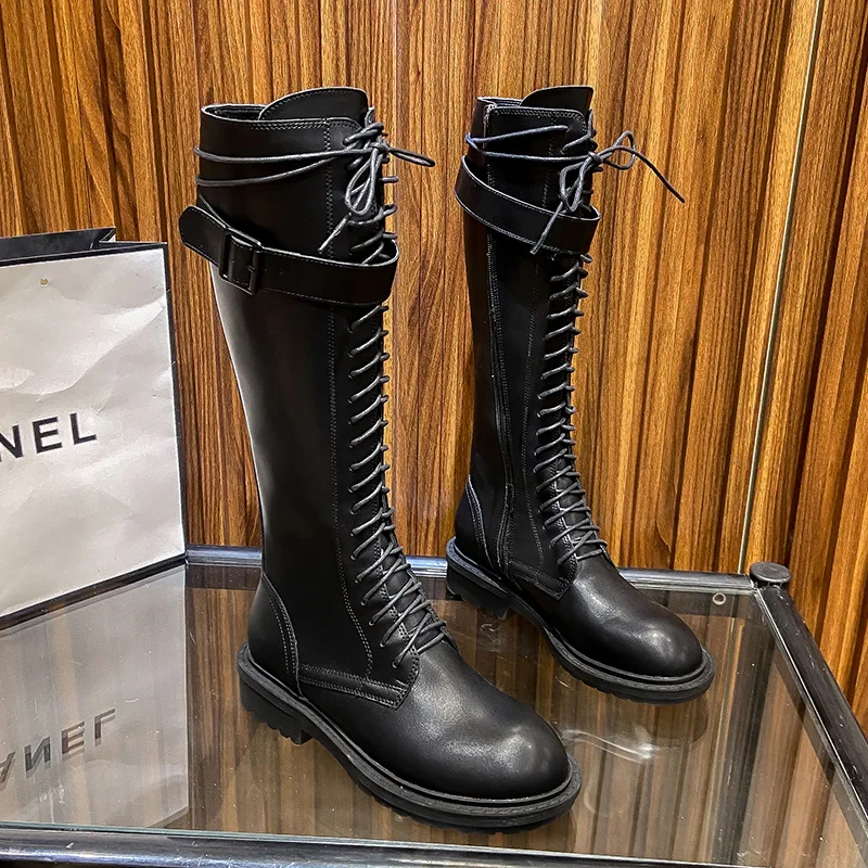 Knee-Length Boots Women's Autumn Winter 2021 New Lace-up Knight Boots British Style Large Size Martin Boots Women's Short Boots
Knee-Length Boots Women's Autumn Winter 2021 New Lace-up Knight Boots British Style Large Size Martin Boots Women's Short Boots