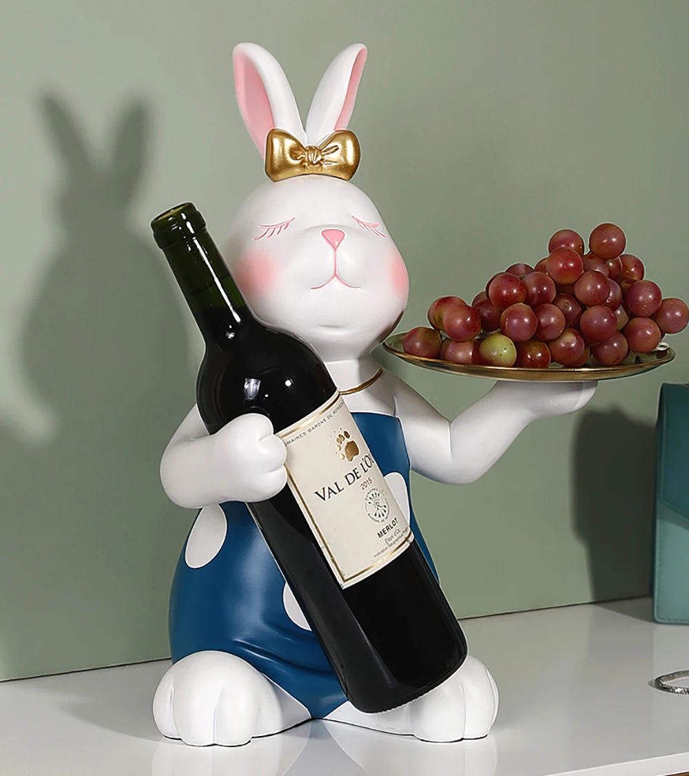 Rabbit Resin Sculpture Wine Rack Holder Stand Makeup Fruit Storage Tray Home Decoration Statue Living Room Decor Figurine Craft
Rabbit Resin Sculpture Wine Rack Holder Stand Makeup Fruit Storage Tray Home Decoration Statue Living Room Decor Figurine Craft