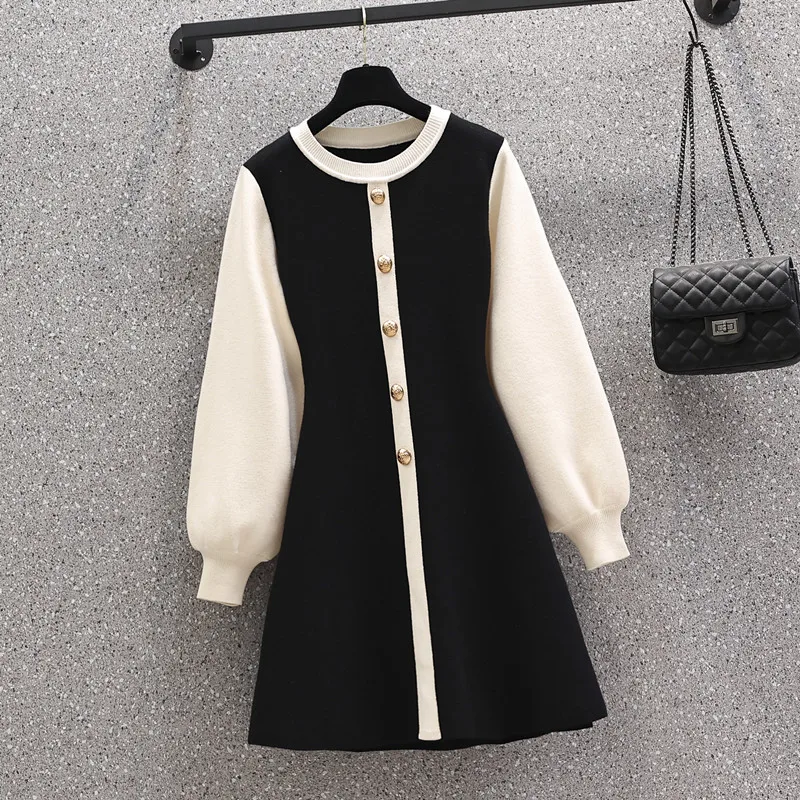 4XL plus size women elegant vintage kintting thick dresses autumn winter 2021 long sleeve o neck button sweater short dress
4XL plus size women elegant vintage kintting thick dresses autumn winter 2021 long sleeve o neck button sweater short dress
