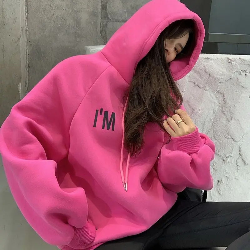 Women Casual Loose Hoodied Sweatshirts Long Sleeve Thicken Female 2021 Autumn Ladies Hoodie Letter Printed Pullover
Women Casual Loose Hoodied Sweatshirts Long Sleeve Thicken Female 2021 Autumn Ladies Hoodie Letter Printed Pullover