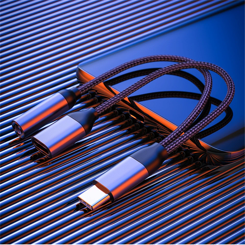 Nylon Braided 2 in 1 USB C Type C to 3.5mm Headphone Audio Aux Jack & Charge Adapter Cable1
Nylon Braided 2 in 1 USB C Type C to 3.5mm Headphone Audio Aux Jack & Charge Adapter Cable1