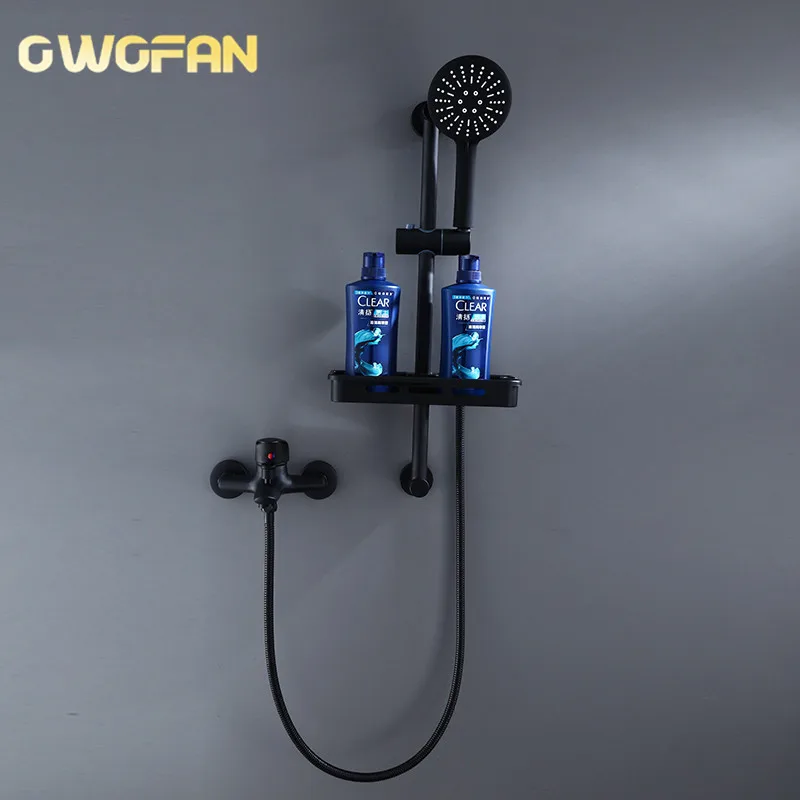 Black Brass Bathroom Shower Faucet Single Handle Bath Faucet with Hand Shower Head Bathroom Wall Mounted Black Shower Set R45538
Black Brass Bathroom Shower Faucet Single Handle Bath Faucet with Hand Shower Head Bathroom Wall Mounted Black Shower Set R45538