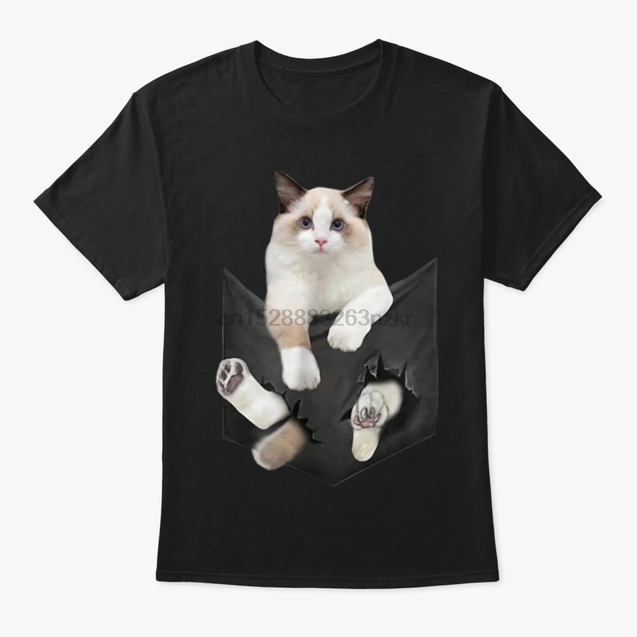 Мужская футболка забавная Ragdoll кошка в кармане подарок для женщин и мужчин |
