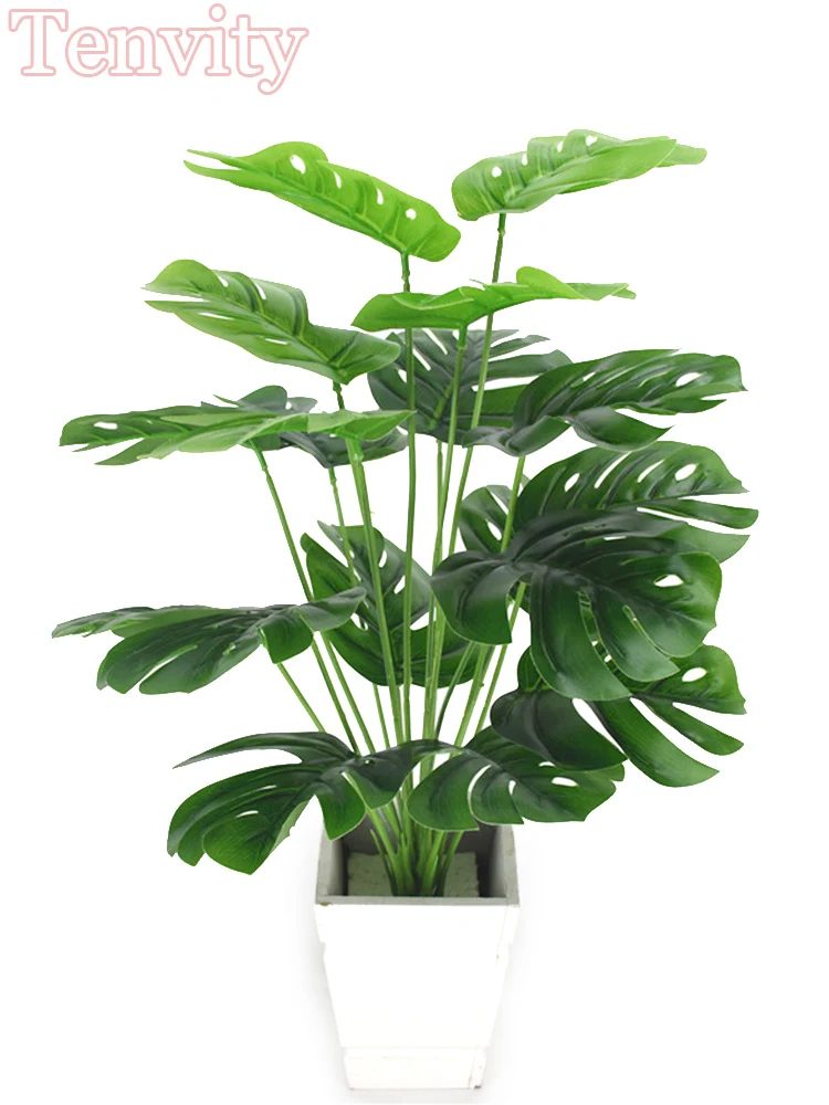 Искусственные растения зеленые Пальмовые Листья Monstera украшение для дома сада