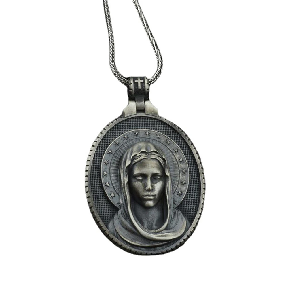 Christianity Religious Style Men and Women Vintage Virgin Mary Pendant Necklace Catholic Tag Chain Necklace
Christianity Religious Style Men and Women Vintage Virgin Mary Pendant Necklace Catholic Tag Chain Necklace