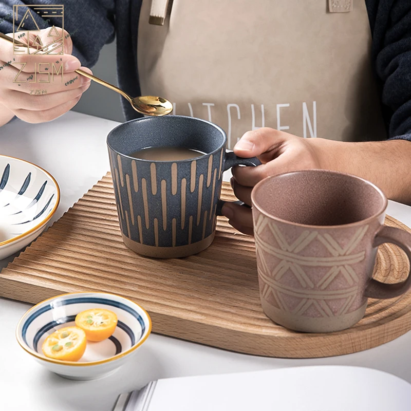 Retro Stoneware Coffee Cup With Golden Spoon Underglaze Color Japanese Minimalist Lines Couples Gift Office Home Milk Mug
Retro Stoneware Coffee Cup With Golden Spoon Underglaze Color Japanese Minimalist Lines Couples Gift Office Home Milk Mug