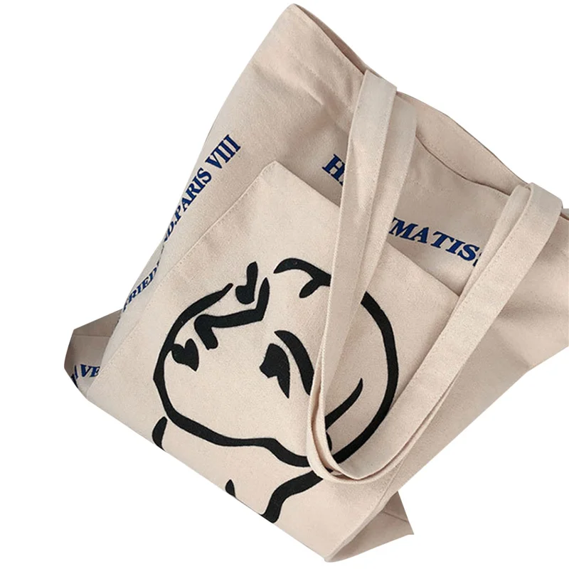 Women Casual Shoulder Bag, Letter & Female Head Print Open/Zippered Canvas Handbag Tote (White)
Women Casual Shoulder Bag, Letter & Female Head Print Open/Zippered Canvas Handbag Tote (White)