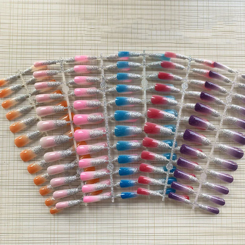 24pcs/Set Detachable Long Coffin Fake Nails Glitter Gradient Coffin Cover Ballerina Full Nail Art Tips 2021 New Artificial False
24pcs/Set Detachable Long Coffin Fake Nails Glitter Gradient Coffin Cover Ballerina Full Nail Art Tips 2021 New Artificial False