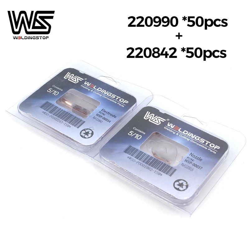 100A 220990 nozzle tip 50pcs 220842 electrode 50pcs plasma cutter torch consumable Free Shipping PKG/100
100A 220990 nozzle tip 50pcs 220842 electrode 50pcs plasma cutter torch consumable Free Shipping PKG/100