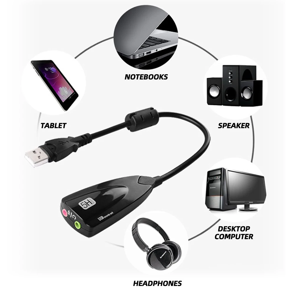 USB 2.0 Sound Card 5HV2 External 7.1 Channel Adapter with 3D Virtual Audio Sound Track Headset Microphone 3.5 Jack For Laptop PC
USB 2.0 Sound Card 5HV2 External 7.1 Channel Adapter with 3D Virtual Audio Sound Track Headset Microphone 3.5 Jack For Laptop PC